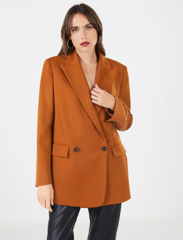 BCBG LAURENZA WOOL JACKET - CARAMEL CAFFE - Image 3