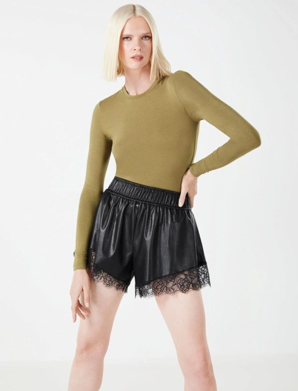 BCBG LONG SLEEVE FITTED LAYERING TOP - OLIVE - Image 2