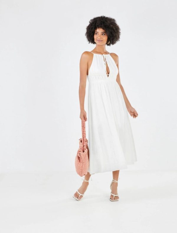 BCBG LORENZA DRAWSTRING MAXI DRESS - OFF WHITE - Image 2