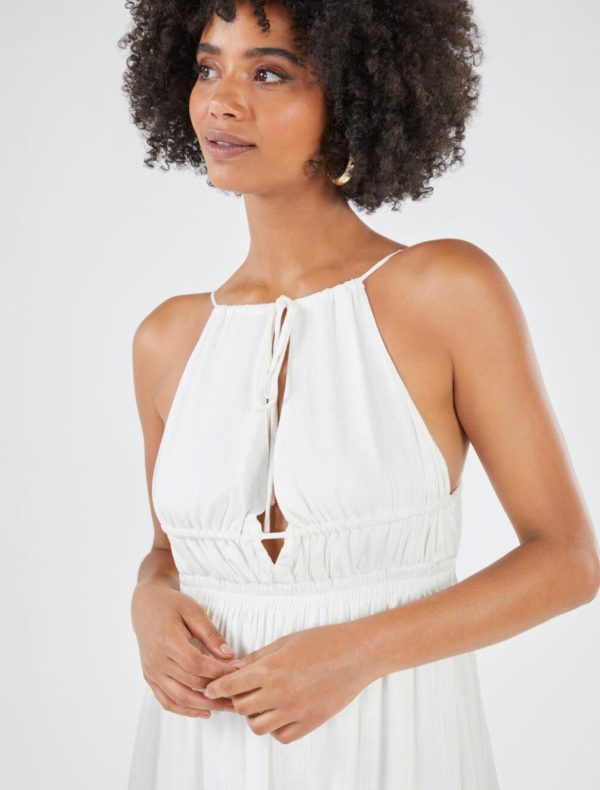 BCBG LORENZA DRAWSTRING MAXI DRESS - OFF WHITE - Image 4