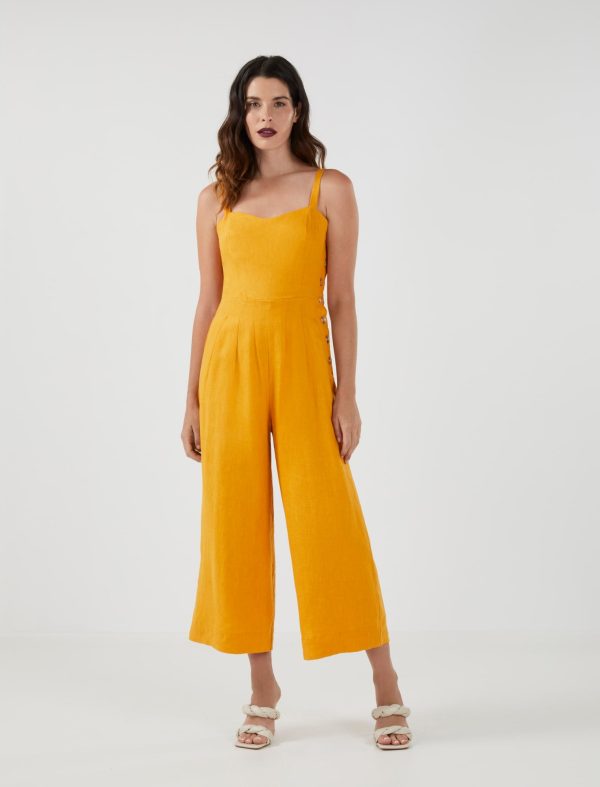 BCBG MADELINE SLEEVELESS LINEN JUMPSUIT - Image 2