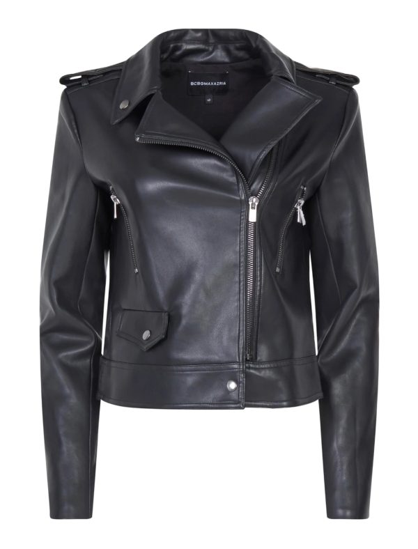 BCBG MAGGIA FAUX LEATHER JACKET - BLACK BEAUTY - Image 5