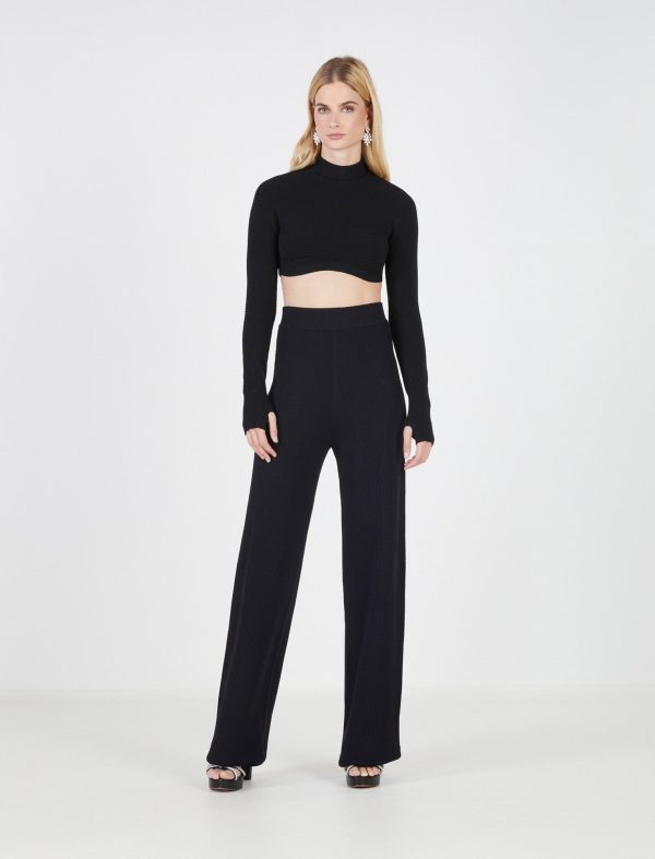 BCBG MEELA HIGH-WAISTED PANT - BLACK BEAUTY