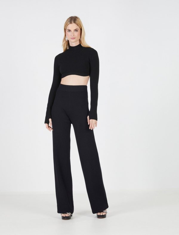 BCBG MEELA HIGH-WAISTED PANT - BLACK BEAUTY - Image 4